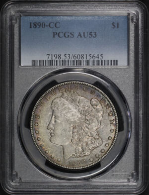 Obverse of this 1890-CC Morgan Dollar PCGS AU-53
