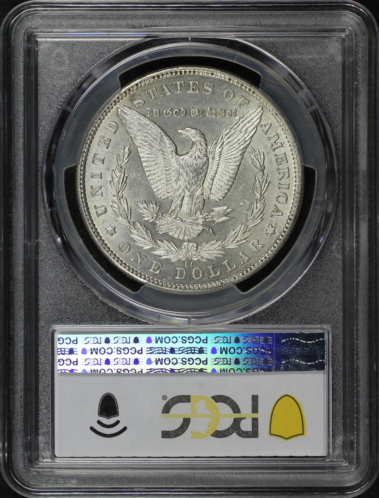Reverse of this 1890-CC Morgan Dollar PCGS AU-58