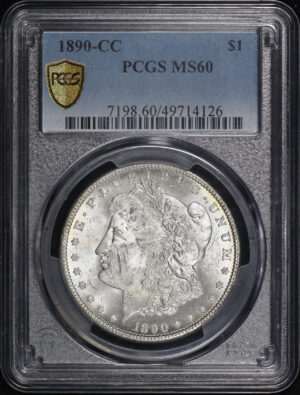 Obverse of this 1890-CC Morgan Dollar PCGS MS-60