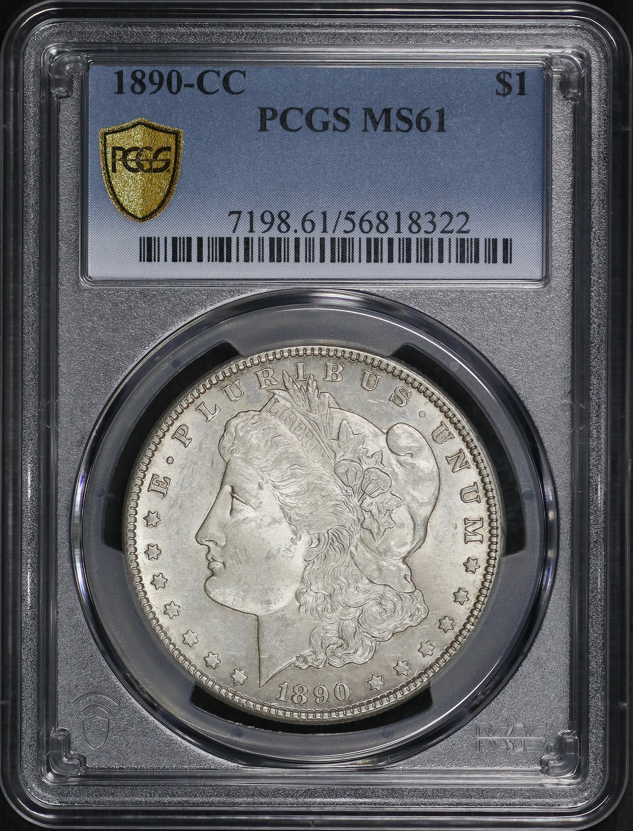 Obverse of this 1890-CC Morgan Dollar PCGS MS-61