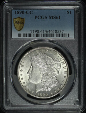 Obverse of this 1890-CC Morgan Dollar PCGS MS-61