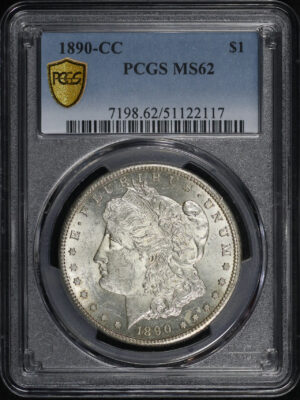 Obverse of this 1890-CC Morgan Dollar PCGS MS-62