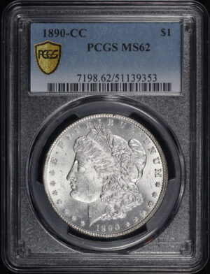 Obverse of this 1890-CC Morgan Dollar PCGS MS-62
