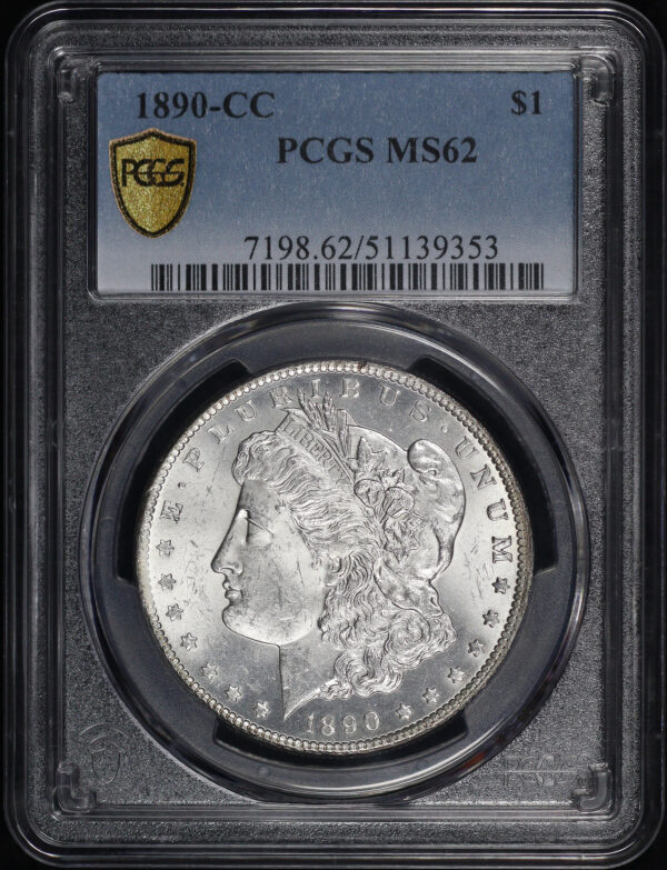 Obverse of this 1890-CC Morgan Dollar PCGS MS-62