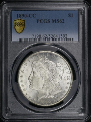 Obverse of this 1890-CC Morgan Dollar PCGS MS-62