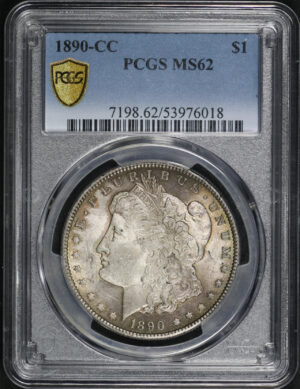 Obverse of this 1890-CC Morgan Dollar PCGS MS-62