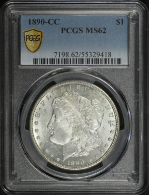 Obverse of this 1890-CC Morgan Dollar PCGS MS-62