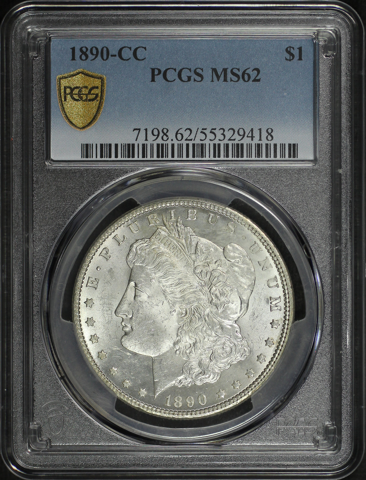 Obverse of this 1890-CC Morgan Dollar PCGS MS-62