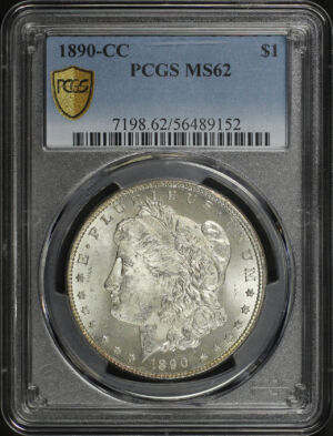 Obverse of this 1890-CC Morgan Dollar PCGS MS-62