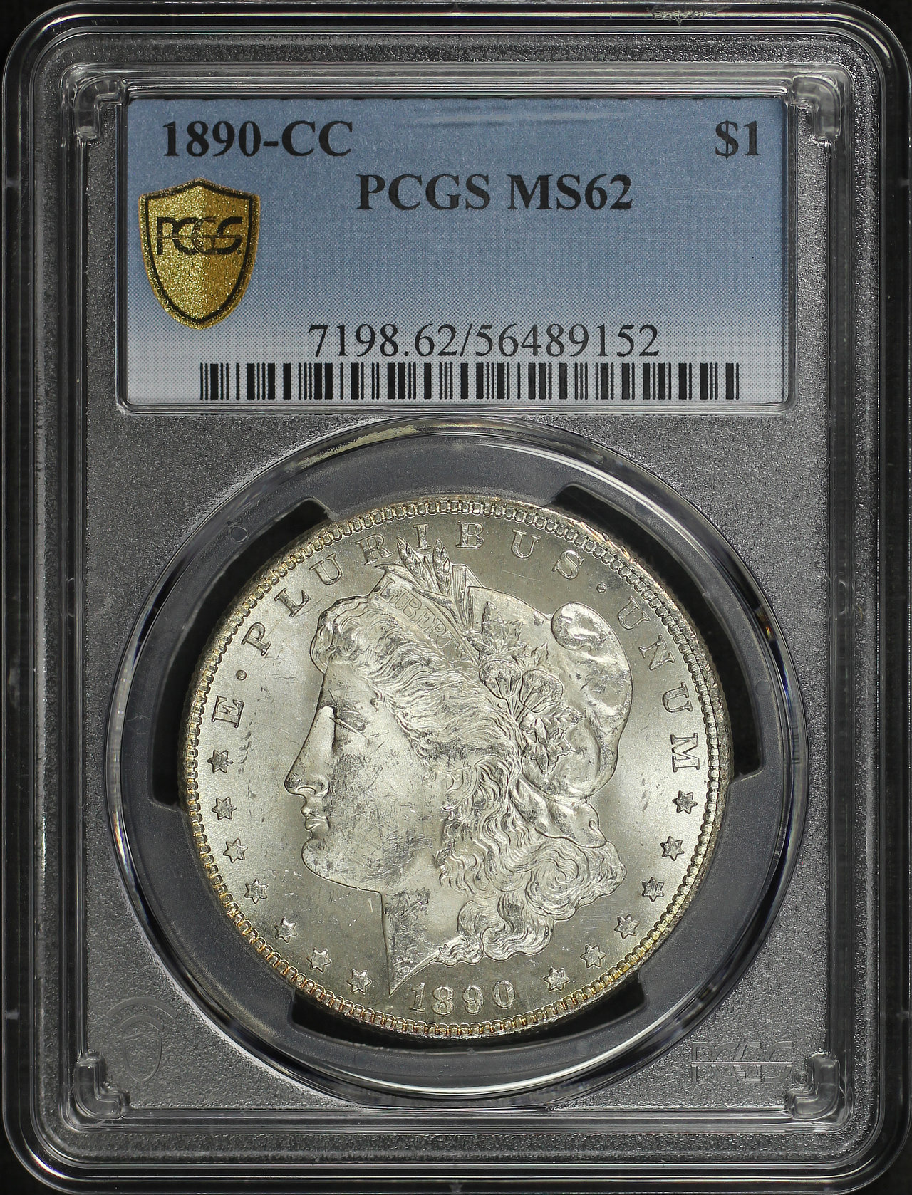 Obverse of this 1890-CC Morgan Dollar PCGS MS-62