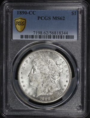 Obverse of this 1890-CC Morgan Dollar PCGS MS-62