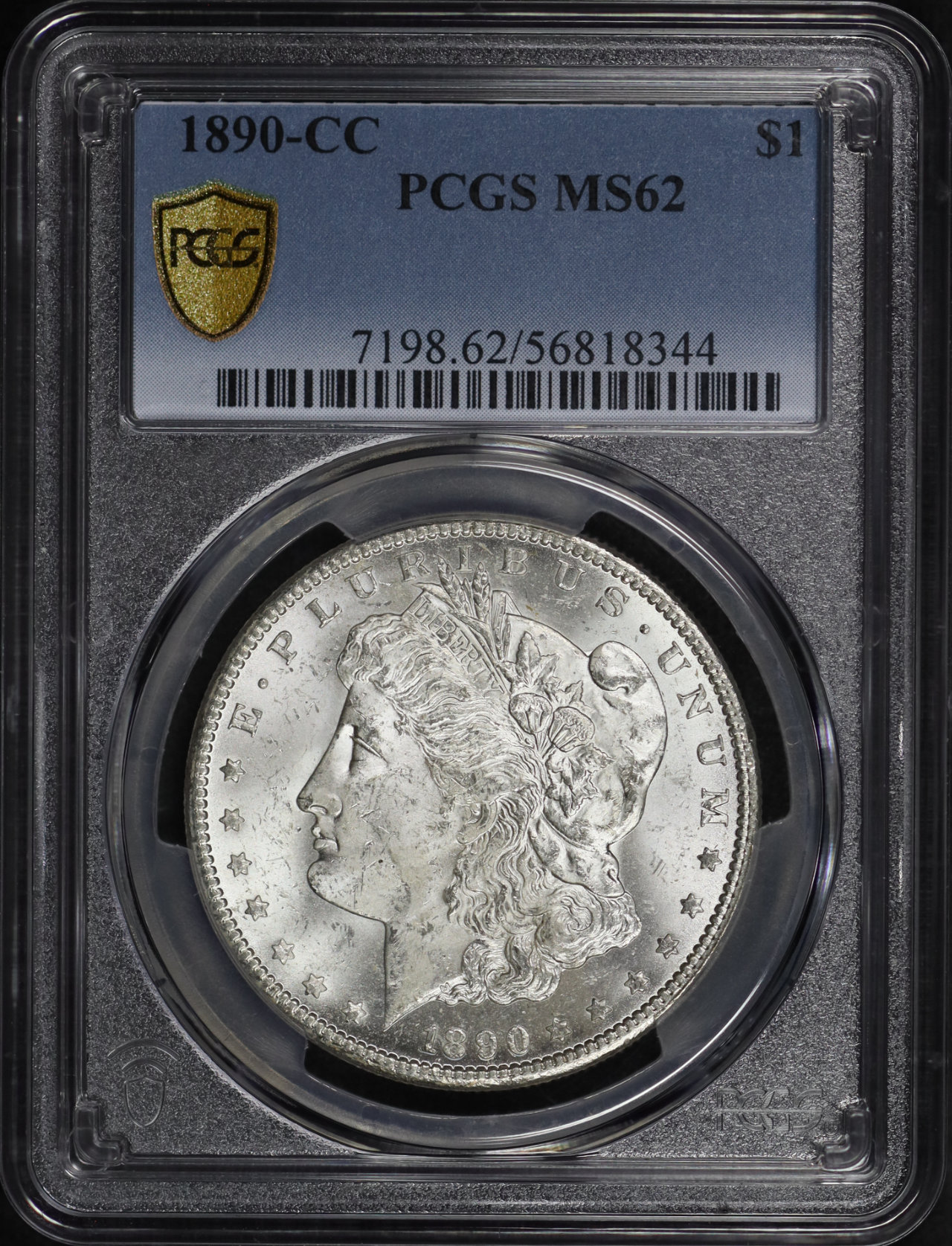 Obverse of this 1890-CC Morgan Dollar PCGS MS-62