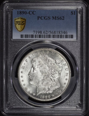 Obverse of this 1890-CC Morgan Dollar PCGS MS-62