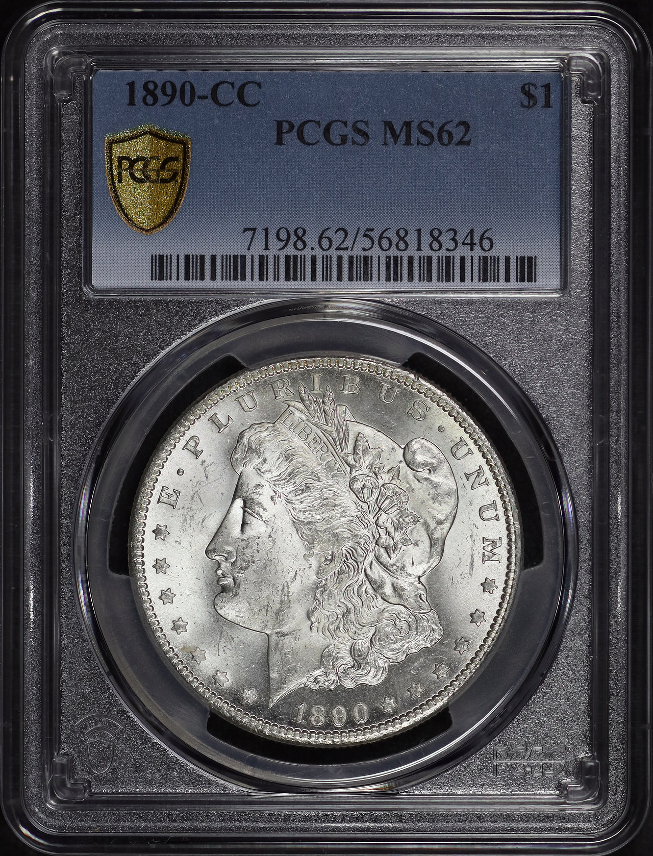 Obverse of this 1890-CC Morgan Dollar PCGS MS-62