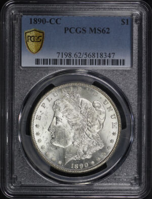 Obverse of this 1890-CC Morgan Dollar PCGS MS-62