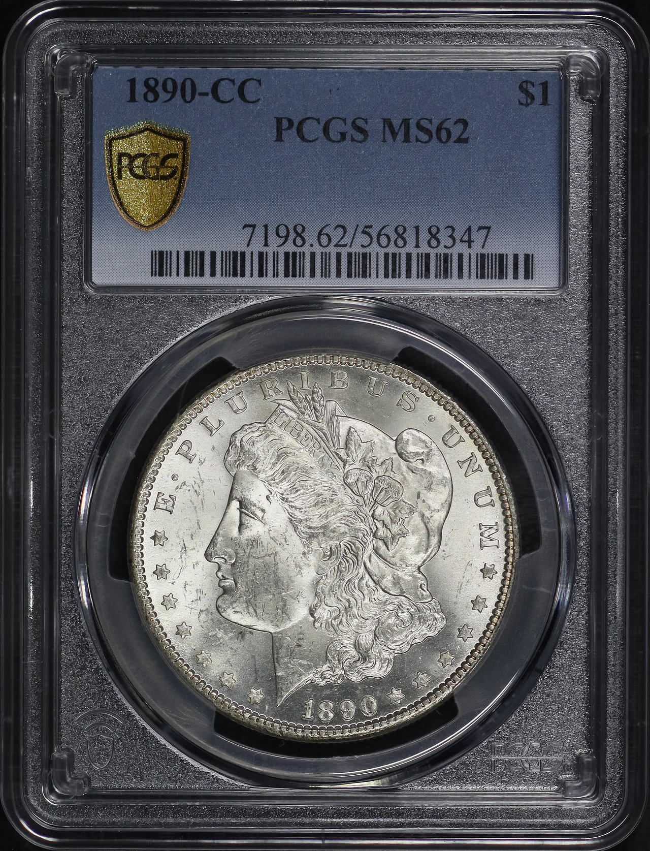 Obverse of this 1890-CC Morgan Dollar PCGS MS-62