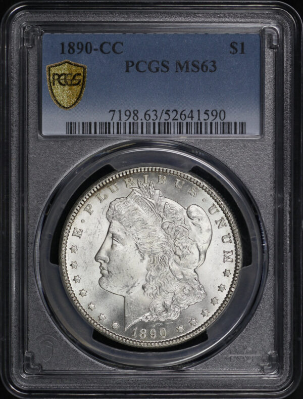 Obverse of this 1890-CC Morgan Dollar PCGS MS-63