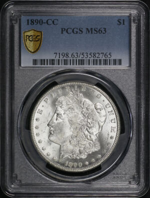Obverse of this 1890-CC Morgan Dollar PCGS MS-63