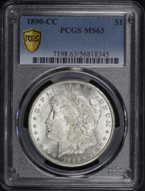 Obverse of this 1890-CC Morgan Dollar PCGS MS-63