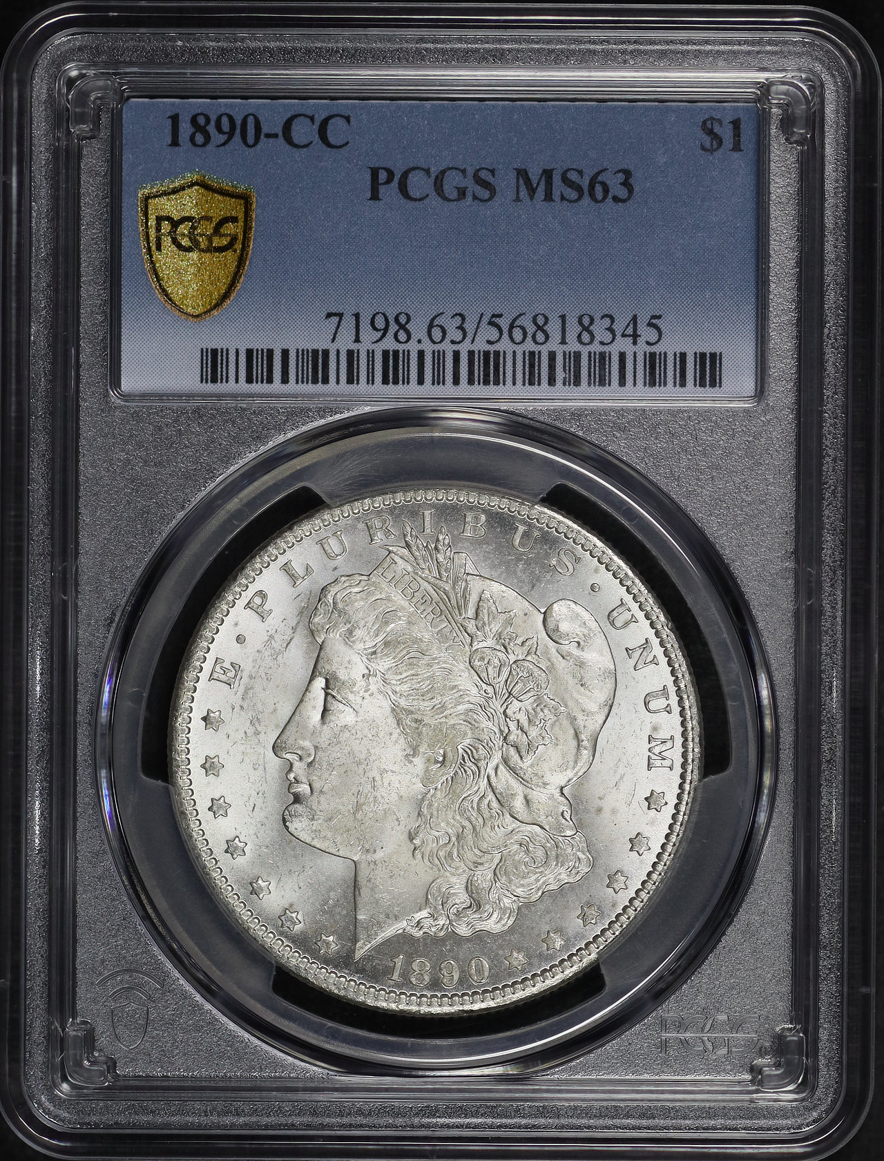 Obverse of this 1890-CC Morgan Dollar PCGS MS-63