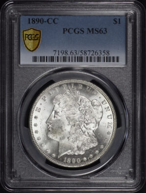 Obverse of this 1890-CC Morgan Dollar PCGS MS-63