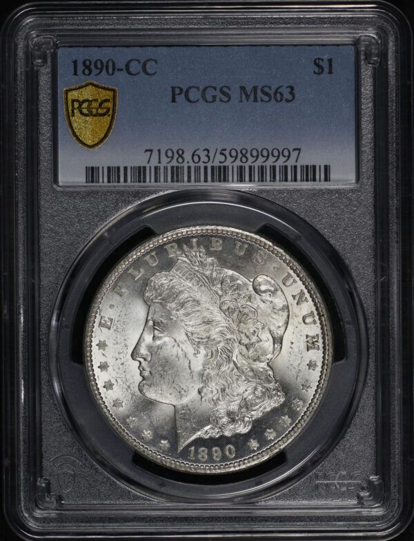 Obverse of this 1890-CC Morgan Dollar PCGS MS-63