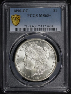Obverse of this 1890-CC Morgan Dollar PCGS MS-63+