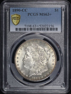 Obverse of this 1890-CC Morgan Dollar PCGS MS-63+