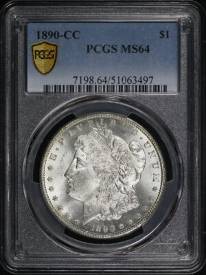 Obverse of this 1890-CC Morgan Dollar PCGS MS-64