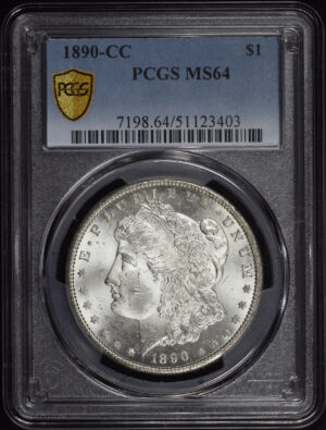 Obverse of this 1890-CC Morgan Dollar PCGS MS-64