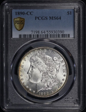 Obverse of this 1890-CC Morgan Dollar PCGS MS-64