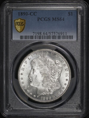 Obverse of this 1890-CC Morgan Dollar PCGS MS-64