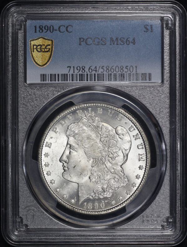 Obverse of this 1890-CC Morgan Dollar PCGS MS-64