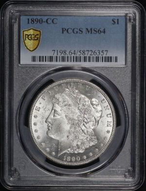 Obverse of this 1890-CC Morgan Dollar PCGS MS-64