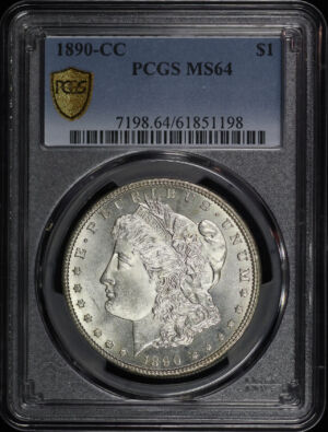 Obverse of this 1890-CC Morgan Dollar PCGS MS-64