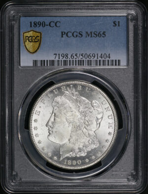 Obverse of this 1890-CC Morgan Dollar PCGS MS-65