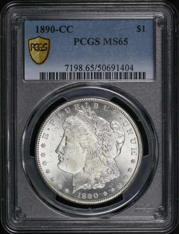 Obverse of this 1890-CC Morgan Dollar PCGS MS-65