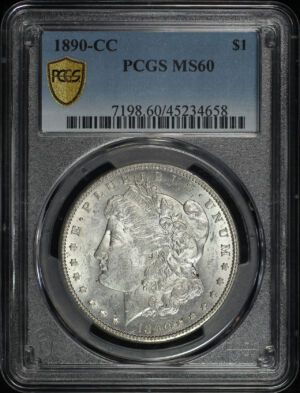 Obverse of this 1890-CC Morgan Dollar PCGS MS-60