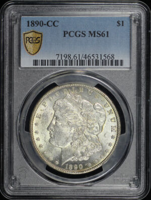 Obverse of this 1890-CC Morgan Dollar PCGS MS-61