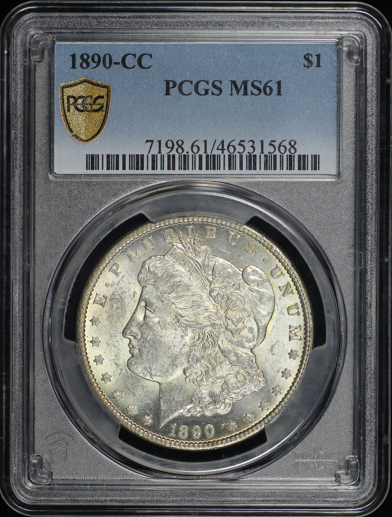 Obverse of this 1890-CC Morgan Dollar PCGS MS-61