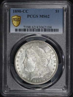 Obverse of this 1890-CC Morgan Dollar PCGS MS-62