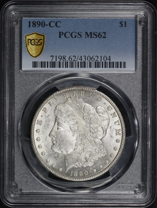 Obverse of this 1890-CC Morgan Dollar PCGS MS-62