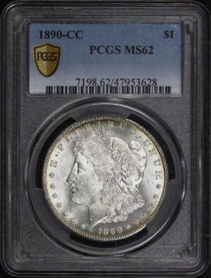 Obverse of this 1890-CC Morgan Dollar PCGS MS-62