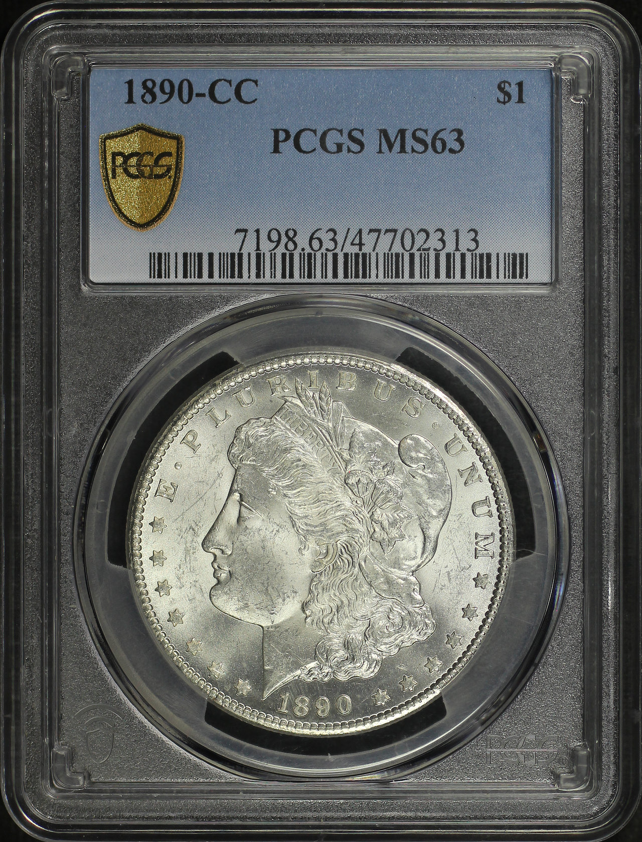 Obverse of this 1890-CC Morgan Dollar PCGS MS-63