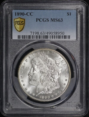 Obverse of this 1890-CC Morgan Dollar PCGS MS-63