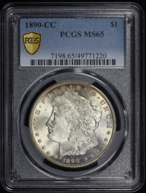 Obverse of this 1890-CC Morgan Dollar PCGS MS-65