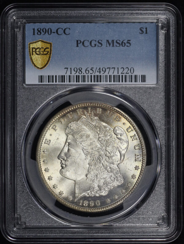 Obverse of this 1890-CC Morgan Dollar PCGS MS-65