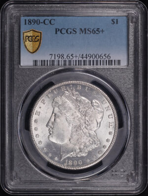 Obverse of this 1890-CC Morgan Dollar PCGS MS-65+