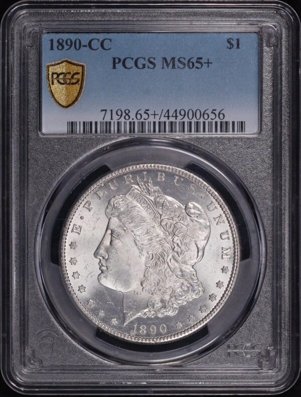 Obverse of this 1890-CC Morgan Dollar PCGS MS-65+