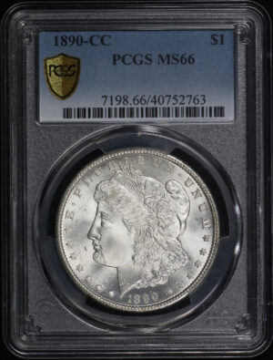 Obverse of this 1890-CC Morgan Dollar PCGS MS-66